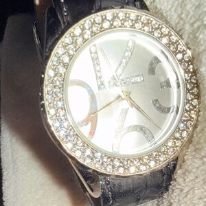 Guess Black and Silver Crystal Women's Watch